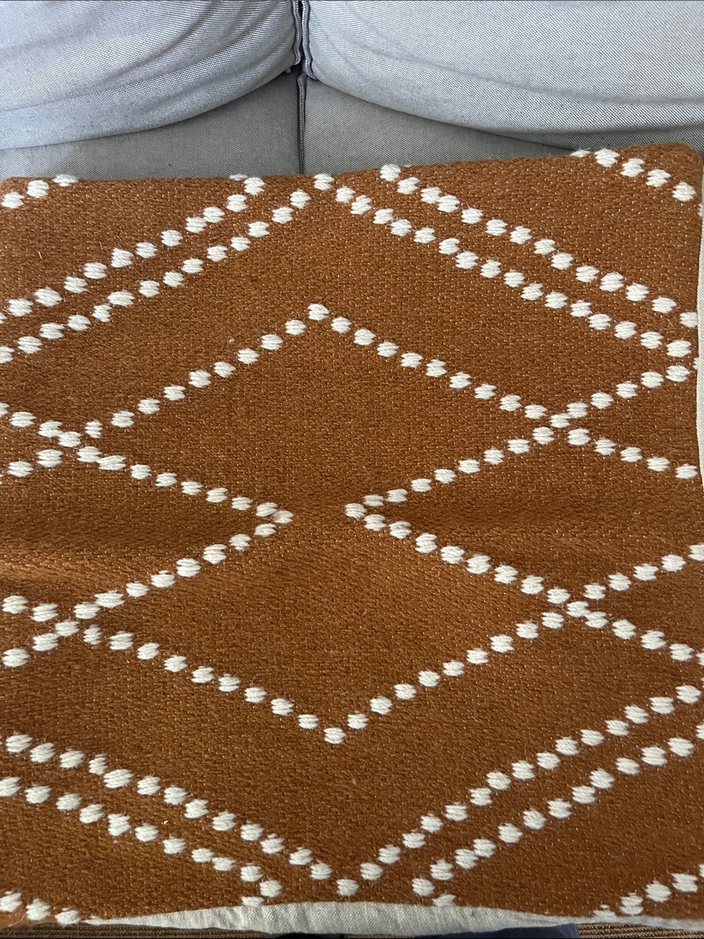 Crate&Barrel Rust Brown and Cream Patterned Throw Pillow Covers. Set of 2 - Picture 2 of 7